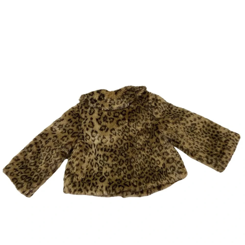 Gymboree GLAMOUR KITTY Leopard Faux Fur Wrap Jacket Size 3T